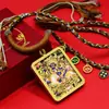 Tangka estilo Xizang Mahakala de Seis Brazos Colgante de Dios Negro de la Riqueza Semi-Pintado a Mano con Adornos Dorados Collar de Xizang Caja Gawu Fábrica de Origen