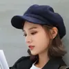Boina de Lana Niños Otoño e Invierno Gorra Negra Moderna Retro Estilo Pintor Coreano Sombrero Octogonal Británico