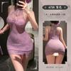 Feimu Nuevo Cheongsam Halterneck de Encaje Chinoiserie Tentación Transparente Falda a la Cadera 6718 Lencería Sexy Deseo Puro