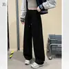 Pantalones de pierna ancha ajustados color blanco ceniza para mujer, nuevo estilo primavera y otoño, pantalones deportivos, pierna recta petite, pants de estudiante, pantalones banana casuales