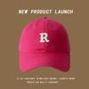 Gorra de Béisbol Estilo Americano Simple Letra R Etiqueta para Mujer Hombre Verano Combinación Total Moda Calle para Fashionistas Cara Pequeña Cabeza Grande
