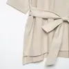 Roupas Femininas Transfronteiriças 2026 Moda Europeia e Americana Mistura de Linho com Cinto Estilo Safari Jaqueta de Manga Curta Feminina D6348850