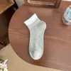 Meias Femininas, Estilo Simples com Renda de Bolinhas Pequenas, Meias Curtas de Cinco Pontos Atacado, Absorventes de Suor, Respiráveis, Meias Curtas Versáteis