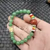 Pulsera de Jade Blanco Hetian de Xinjiang con Múltiples Círculos Pulsera con Talón de Esmeralda Verde Seco Passepartout Pulsera de Ágata Dzi Bambú Pulsera de Mano