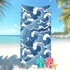 Toalla de Playa de Microfibra Estilo Simple Más Vendida Transfronteriza de Amazon para Vacaciones en la Costa, Toalla de Baño Ola del Océano Azul
