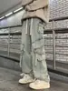 Jeans de Trabajo de Estilo High Street Americano con Múltiples Bolsillos para Hombre, Pantalones Casuales Finos, Holgados, Rectos y de Pierna Ancha para Hombre, Primavera y Otoño