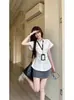 Camisa Branca com Gola Polo Estilo Coreano para Mulheres Design Verão 2025 Aparência Emagrecedora na Cintura Camisa Cardigã Versátil Estilo Ocidental