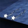 Pendientes de Plata de Ley S925 con Forma de Estrella y Ola para Mujer, Pendientes de Hilo con Borla de Estrella de Cinco Puntas de Lujo Sencillo y Versátil