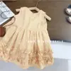Vestido de tirantes de encaje sin mangas estilo coreano para niñas, vestido de princesa de verano moderno con cuello redondo para bebés, vestido de playa para vacaciones, comercio exterior