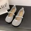 Sandálias de Rede, Sapatos de Salto Baixo Elegantes Vazados com Solado Macio e Cabedal Macio, Novo Estilo Sapatos Sociais 2026 Sapatos Mary Jane para Mulheres, Sapatos Single Respiráveis para o Verão