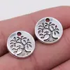 15X15Mm 1,6g Cor Prata Antiga Europeu e Americano Mais Vendido Pequenos Acessórios de Pingente Pingente Redondo com Padrão de Árvore