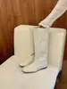 Primeiro Encontro Jifa Francês Off-White Botas Longas de Equitação Botas Femininas Outono 2026 Bico Quadrado Cano Reto Fino