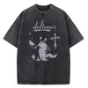 Camiseta de Verano Lavada Unisex Hip Hop Deftones Estampado Vintage Camiseta de Algodón Moda Streetwear para Hombre
