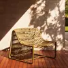 Cadeira Casual de Corda de Designer para Exterior Mesa de Café Sofá Pátio Varanda Cadeira de Rattan Individual Hotel Jardim Exterior Terraço