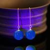Aretes Perla Azul Aretes Largos Perla Roja Plata 925 Amarillo Aceite de Pollo Aretes de Cera de Abeja Vieja Aretes de Ámbar Segunda Generación