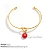 Estilo Retrô Europeu e Americano Colorido Divertido Pingente de Número Pulseira em Forma de C com Nó Banhada a Ouro 18K Doce Cool Color-Blocking Pulseira Aberta