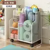 Cesta de Almacenamiento para Esterilla de Yoga, Estante de Almacenamiento para Equipo de Fitness con Ruedas, Estante de Almacenamiento tipo Sandwich para Baloncesto y Bádminton en Casa