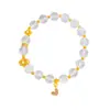 Pulseira Puzuo Gold Shop Estilo Igual Ouro Areia Coração de Pêssego Nova Estilo Chinês Versátil Cristal Branco Natural para Mulheres