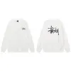 Sudadera Stus Otoño e Invierno Americano para Hombre y Mujer Estampado de Letras Clásico Negro 8 Dados Manga Larga Cuello Redondo Chaqueta