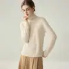 Nuevo suéter de cachemira de cuello alto para otoño e invierno para mujer, camiseta básica de punto ajustada, suéter de cachemira de manga larga