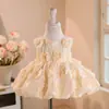Vestido de princesa de flor de rosa para fiesta de cumpleaños infantil 2026 nuevo estilo para bebé niña estilo europeo y americano de un año falda abullonada