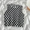 Camisola interior sin mangas de punto a cuadros corta 2024 Nuevo diseño top de moda que combina con todo