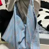 Bolsa de Lona Jeans Estilo Casual e Preguiçoso para Estudantes Universitárias, Bolsa de Ombro para o Dia a Dia, Bolsa Transversal Casual e Versátil, Bolsa Jeans