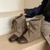 2026 Nuevas Botas de Plataforma de Pierna Ancha con Cordones Estilo Coreano Otoño/Invierno, Botines Planos de Moda Versátiles para Mujer