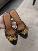 Sandalias de Tacón Alto para Mujer, Nuevo Estilo Verano 2026, Diseño Floral Metálico de Alta Gama, Elegantes y Sexy, Sandalias Sexy de Tacón Fino de Nicho