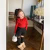 Suéter de Punto para Niñas Ropa de Invierno para Niños Cuello Semi-alto Suave Ceroso Base Jersey Ropa para Niños Ropa de Invierno Combinable para Bebé Niña
