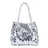 Bolsa de Ombro Feminina da Moda com Lantejoulas 2026 Novo Estilo Coreano Casual Grande Capacidade Tendência Nicho Sob o Braço