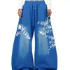 Pantalones de Chándal Casuales con Estampado de Letras Retro Americano para Mujer 2026 Primavera y Verano Nuevo Estilo Holgados Versátiles de Pierna Ancha Largos Modernos