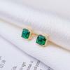 Pendientes Cuadrados Geométricos con Piedra Esmeralda Chapados en Oro de Plata de Ley S925 Jufeng Japón para Mujer, Regalo para Amigas