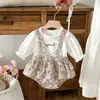 Mameluco floral de manga larga para otoño para bebés niñas con cuello con volantes y entrepierna abierta, traje dulce y lindo para gatear para niños pequeños
