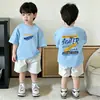 Camiseta de Manga Curta para Meninos Verão 2026 Novo Estilo Camiseta Básica para Meninos Pequenos para Crianças Maiores Elegante Top de Algodão Puro Camiseta da Moda