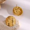 Pendientes Ovalados Nervados Chubby de Acero Inoxidable Europeos y Americanos Pendientes de Textura de Lujo Ligero Pendientes de Gama Alta para Mujer
