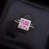 Anillo de Plata 925 Chapada con Zirconia de Color Moissanita, Producto Terminado para Montaje, Forma Cuadrada 6X6 5X5 4X4, Montaje con Borde Biselado