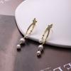Nuevo Diseño Nicho Aretes de Borla de Perlas de Línea Cruzada de Alta Gama Aretes Elegantes de Lujo Ligero para Damas Combinan con Todo