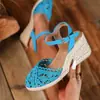 Sandalias de Moda Más Vendidas en Aliexpress Estilo Nuevo Punta Cerrada Tacón Cuña Plataforma Gruesa Tira Impermeable Tacón de Alpargata Sandalias de Exportación