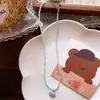 Novo Colar de Concha com Laço de Strass Azul e Rosa Decoração Infantil Série Azul Pingente de Cabaça Acessórios para Vestido de Verão