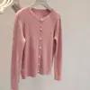 Cárdigan de punto trenzado, color liso, de alta gama, estilo coreano, cuello redondo, con pliegues para mujer, nueva colección de primavera, top juvenil de manga larga, corte holgado