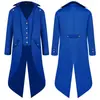 Abrigo Cola de Pájaro Retro Medieval para Hombre Color Sólido Punk Largo Abrigo Halloween Escenario Performance Cos Disfraz