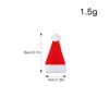 Decoraciones Navideñas Tapón de Botella de Vino Sombrero Pequeño Sombrero de Franela Sombrero de Navidad Juego de Cubiertos Decoración Navideña para el Hogar Funda para Botella de Vino