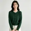 Cárdigan de punto liso minimalista estilo coreano con pequeños botones dorados y cuello redondo para mujer, nuevo diseño de principios de otoño, top de nicho moderno