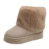 Botas de nieve de suela gruesa de talla grande para mujer, invierno 2024, nuevas, con mangas forradas de vellón, cálidas, con dobladillo en el medio, zapatos de algodón Mao Mao Mao