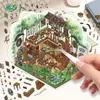 Adesivos de Cenário da Pousada da Floresta de Bambu, Cena em Miniatura, Casa de Chá com Pátio Estilo Chinês, Cabana 3D Estilo Antigo, Adesivos Divertidos para Alívio do Estresse