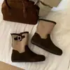 Botas Cortas Retro con Hebilla Bloque de Color Maillard Primavera/Otoño 2026 Suela Suave Versátiles para el Trabajo Antideslizantes Resistentes al Desgaste Zapatos de Moda