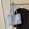 Bolso Tote de Gran Capacidad para Mujer 2024 Verano Nuevo Nicho Bolso de Lona Raya de Color en Contraste Todo Combinable Hombro Axila