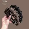 Faixa de cabelo de tecido com bolinhas estilo coreano para mulheres, design de coroa alta, faixa de cabelo com pente denteado, moderna e versátil, para lavar o rosto e prender o cabelo no lugar