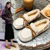 Zapatos de mujer tipo slip-on con forro de felpa para otoño e invierno 2026, cálidos y acogedores, con lazo, suela suave y forro de algodón afelpado